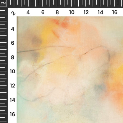 WhiteAnd Yellow TieDye Printed Organza Satin Fabric