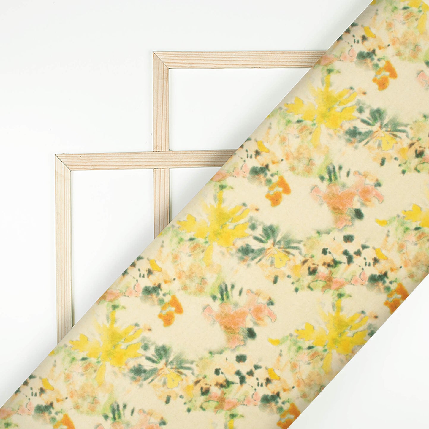 Beige And Yellow Floral Printed Exclusive Shirting Fabric