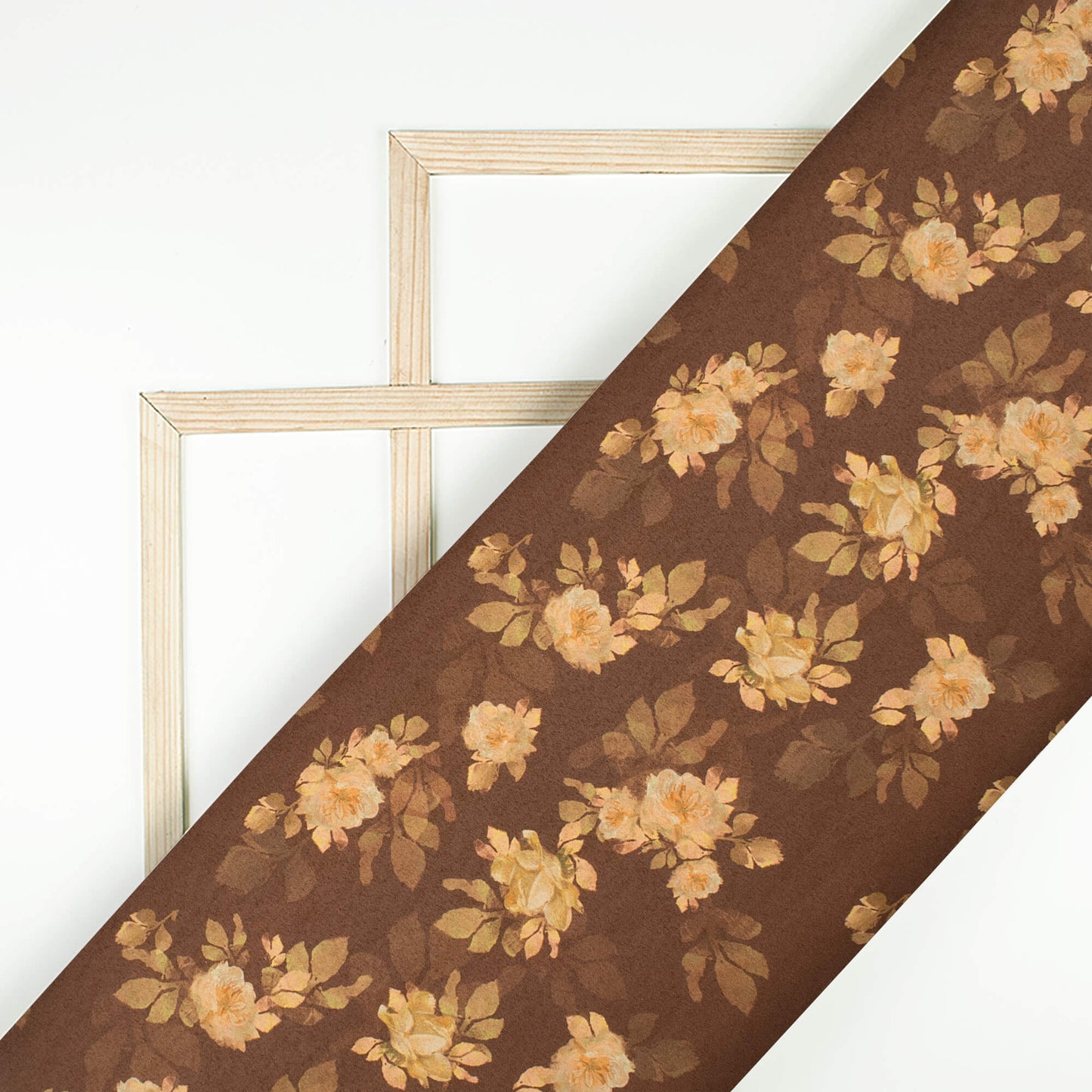 Brown Floral Printed Exclusive Shirting Fabric