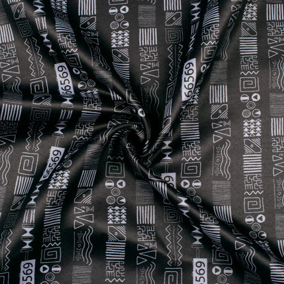 Black Abstract Printed Exclusive Shirting Fabric