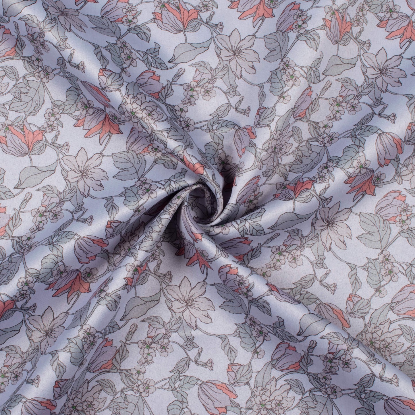 Slate Blue Floral Printed Exclusive Shirting Fabric