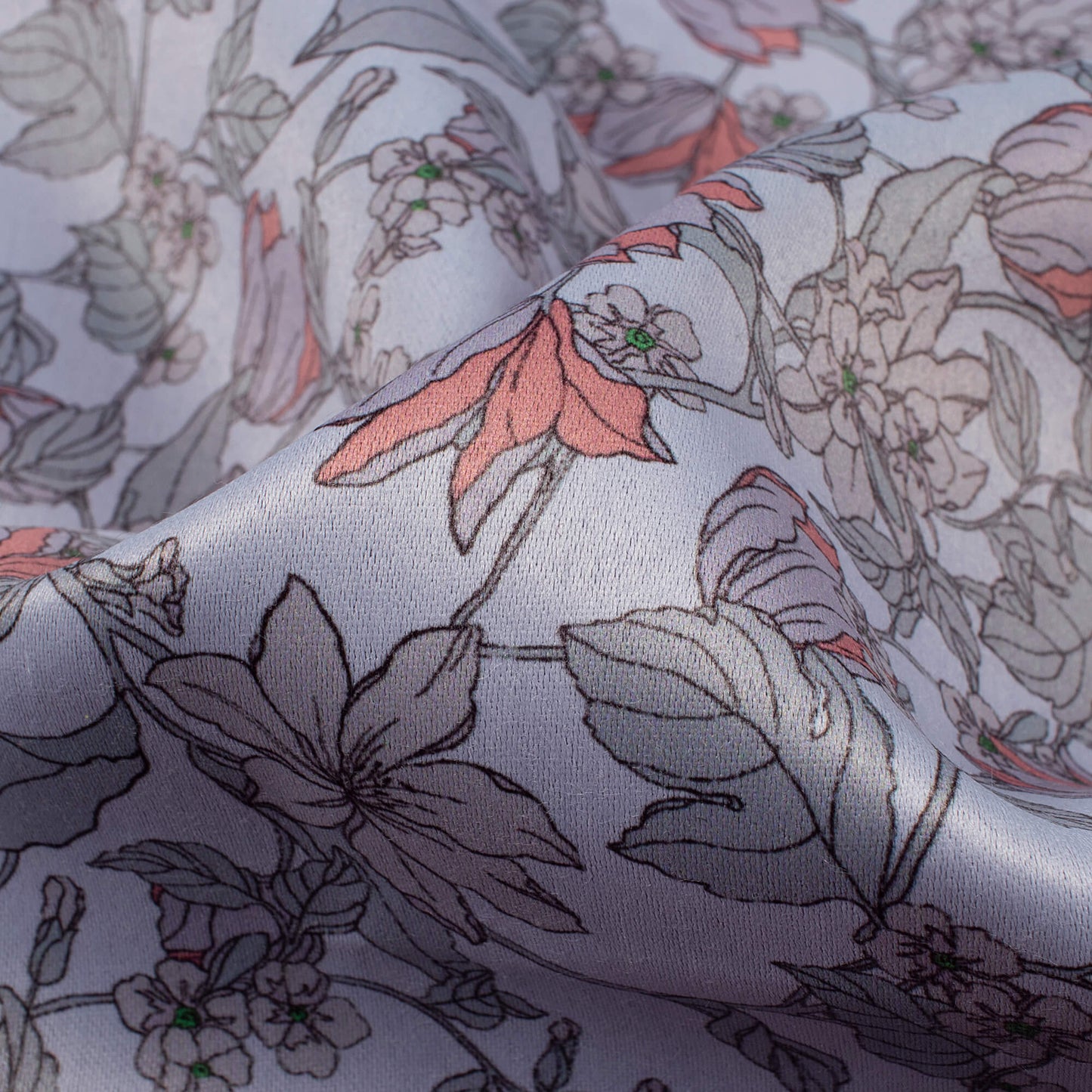 Slate Blue Floral Printed Exclusive Shirting Fabric