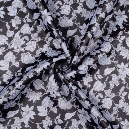 Black Floral Printed Exclusive Shirting Fabric
