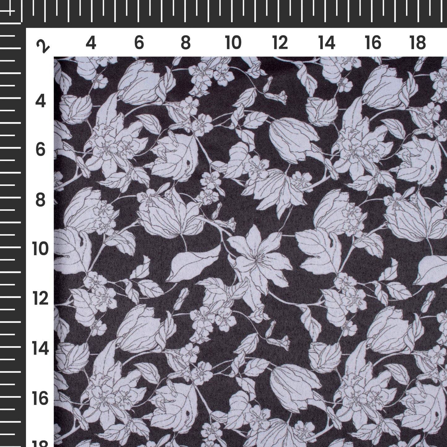 Black Floral Printed Exclusive Shirting Fabric