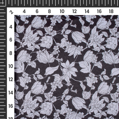 Black Floral Printed Exclusive Shirting Fabric