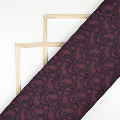 Wine Purple Paisley Printed Exclusive Shirting Fabric
