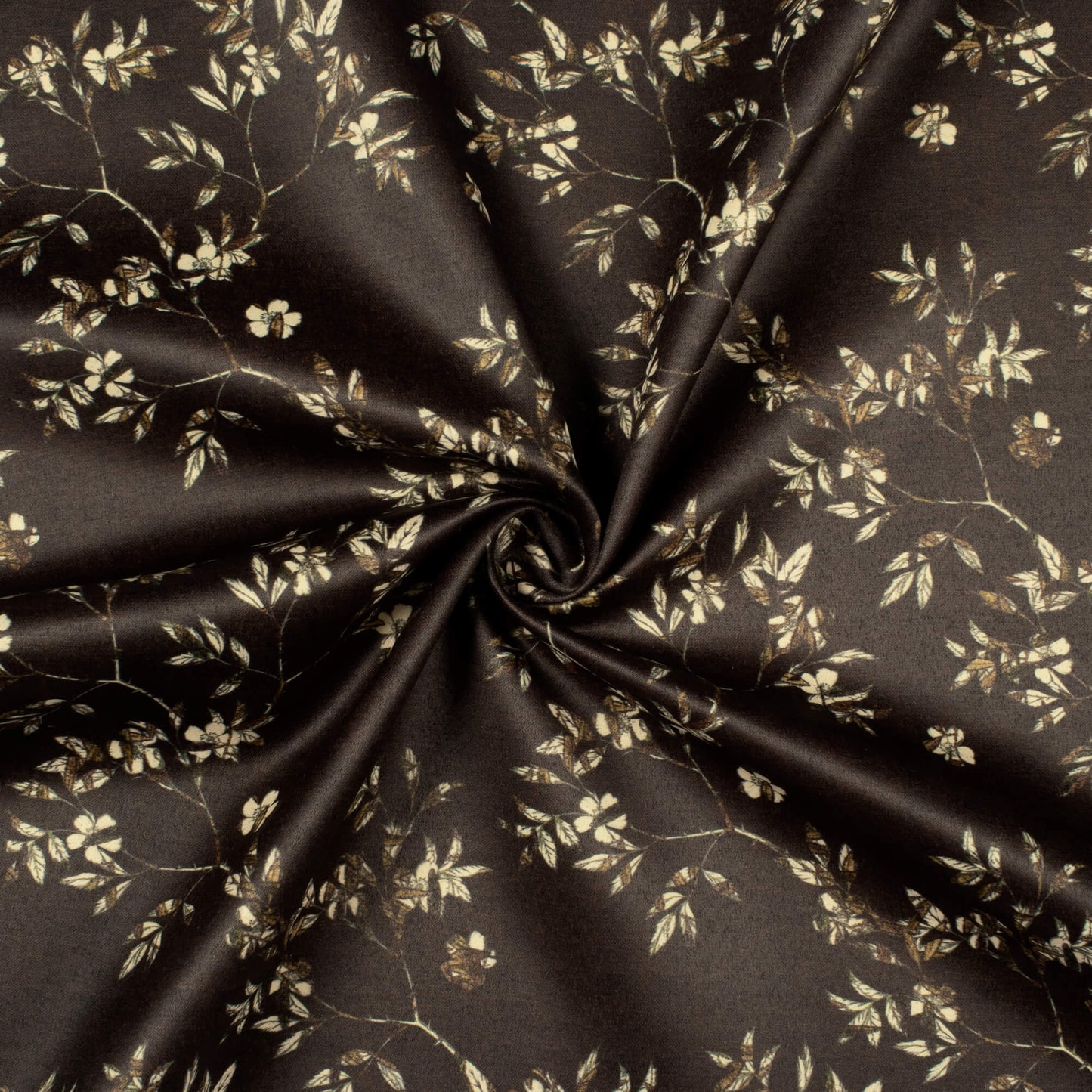 Dark Brown And Beige Leaf Printed Exclusive Shirting Fabric