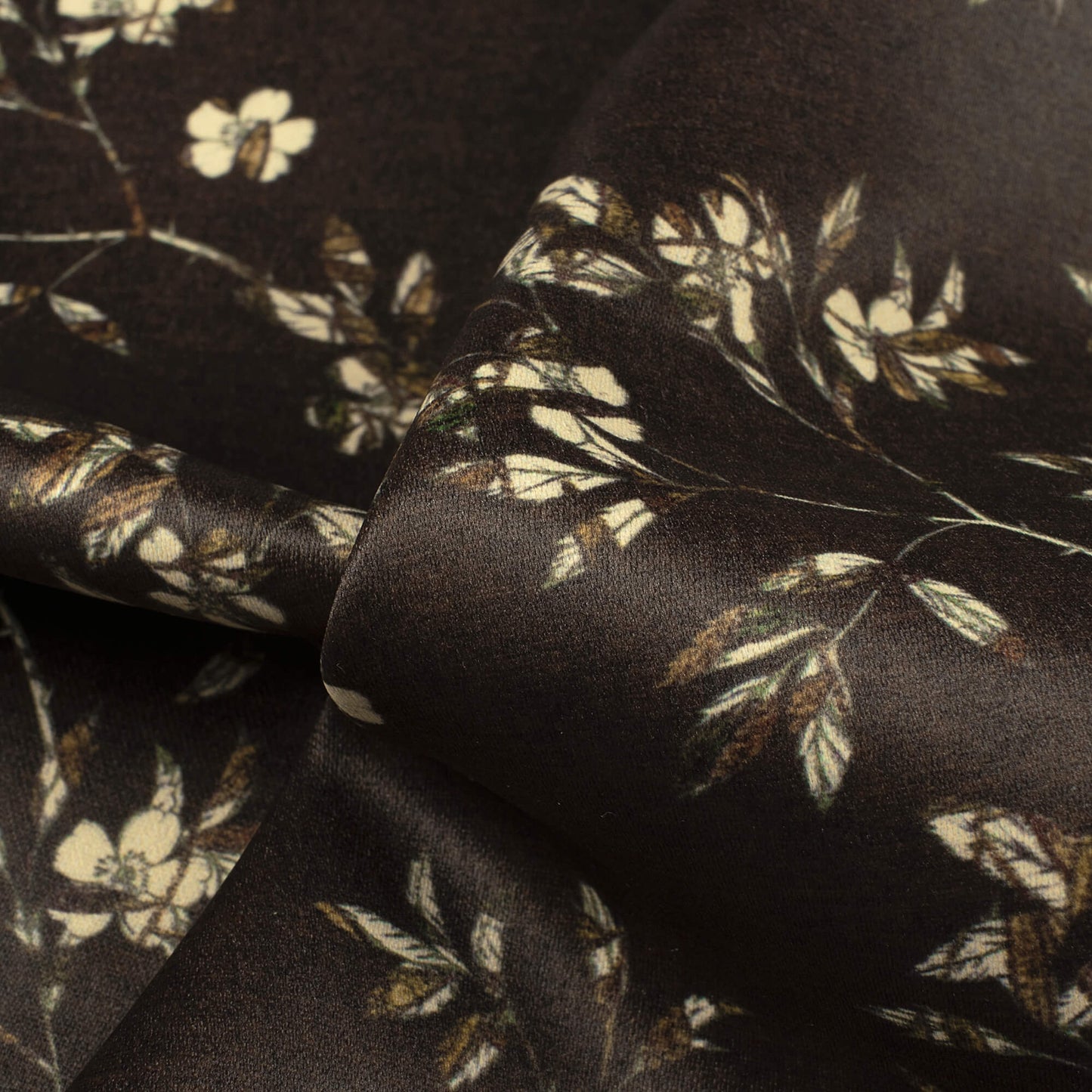 Dark Brown And Beige Leaf Printed Exclusive Shirting Fabric
