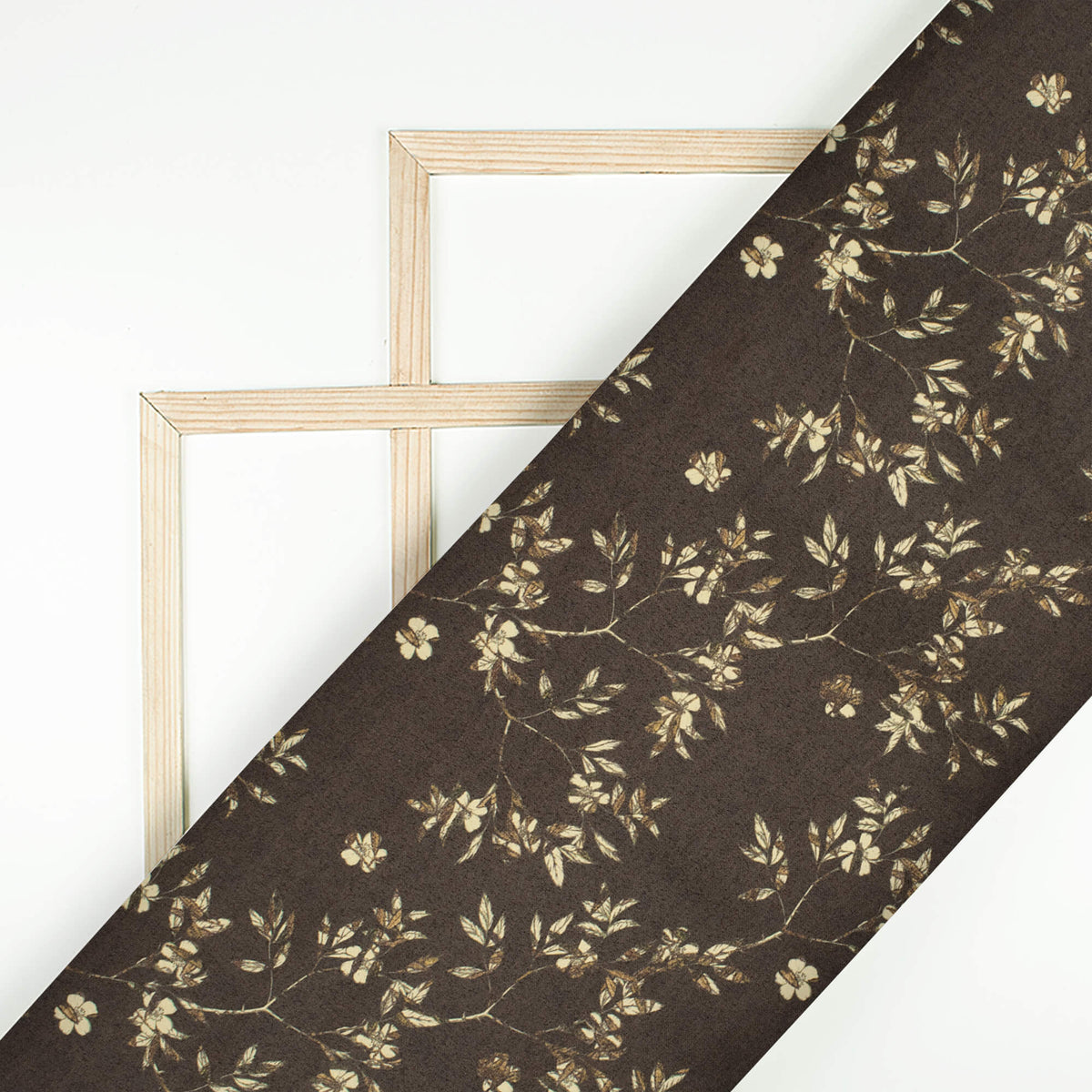 Dark Brown And Beige Leaf Printed Exclusive Shirting Fabric