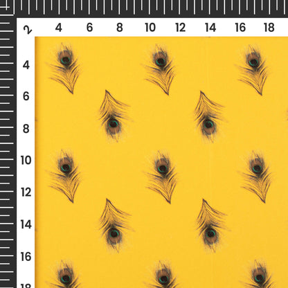Honey Yellow Feather Printed Exclusive Shirting Fabric