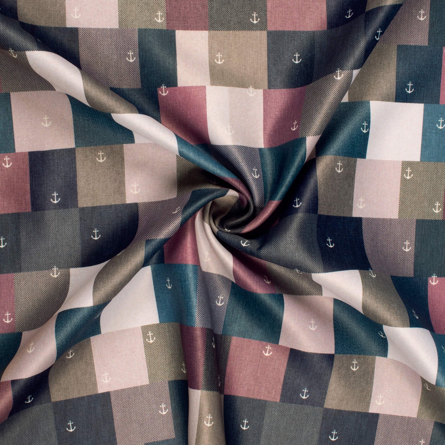 Brown And BluePrinted Exclusive Shirting Fabric