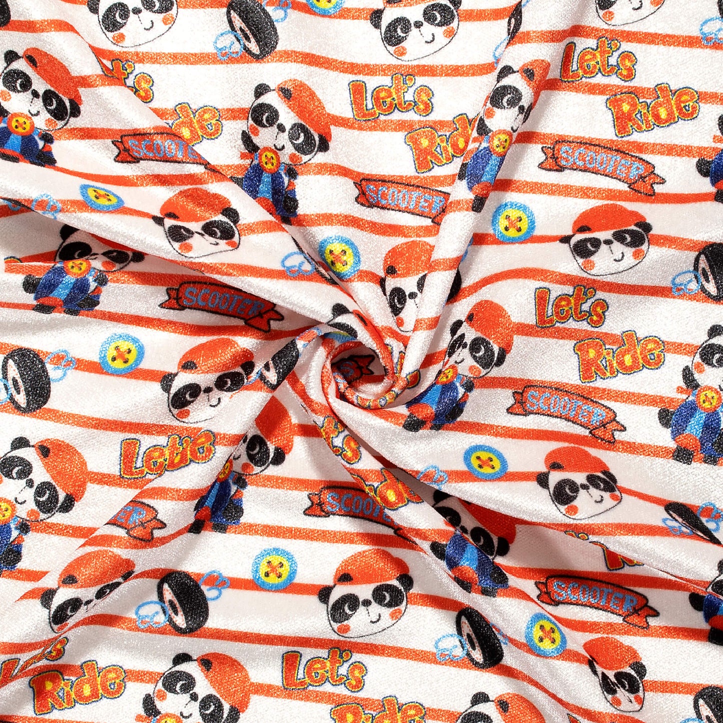 Adorable Little Panda Print Premium Velvet Fabric