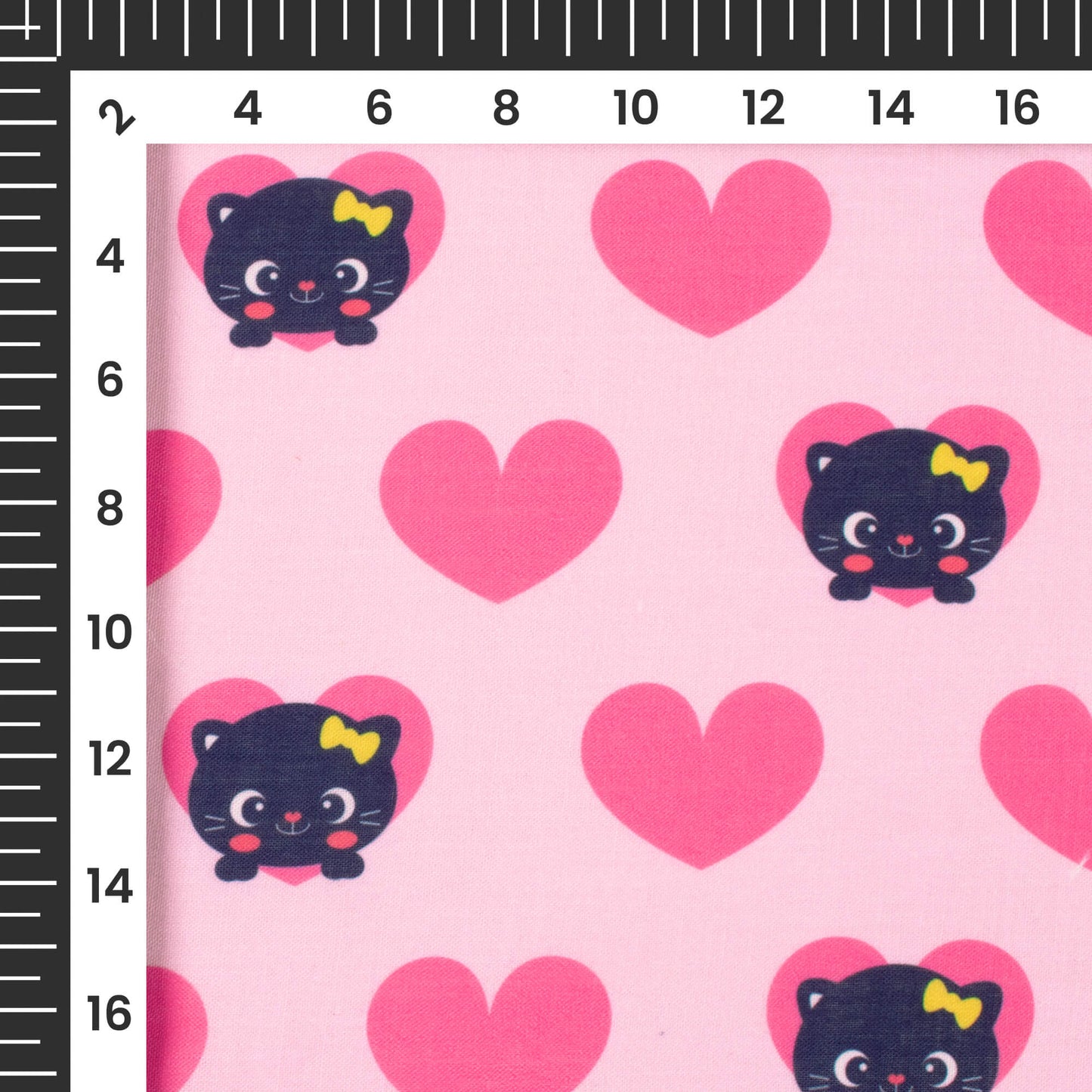 Pink Kitten Printed Poly Cambric Fabric