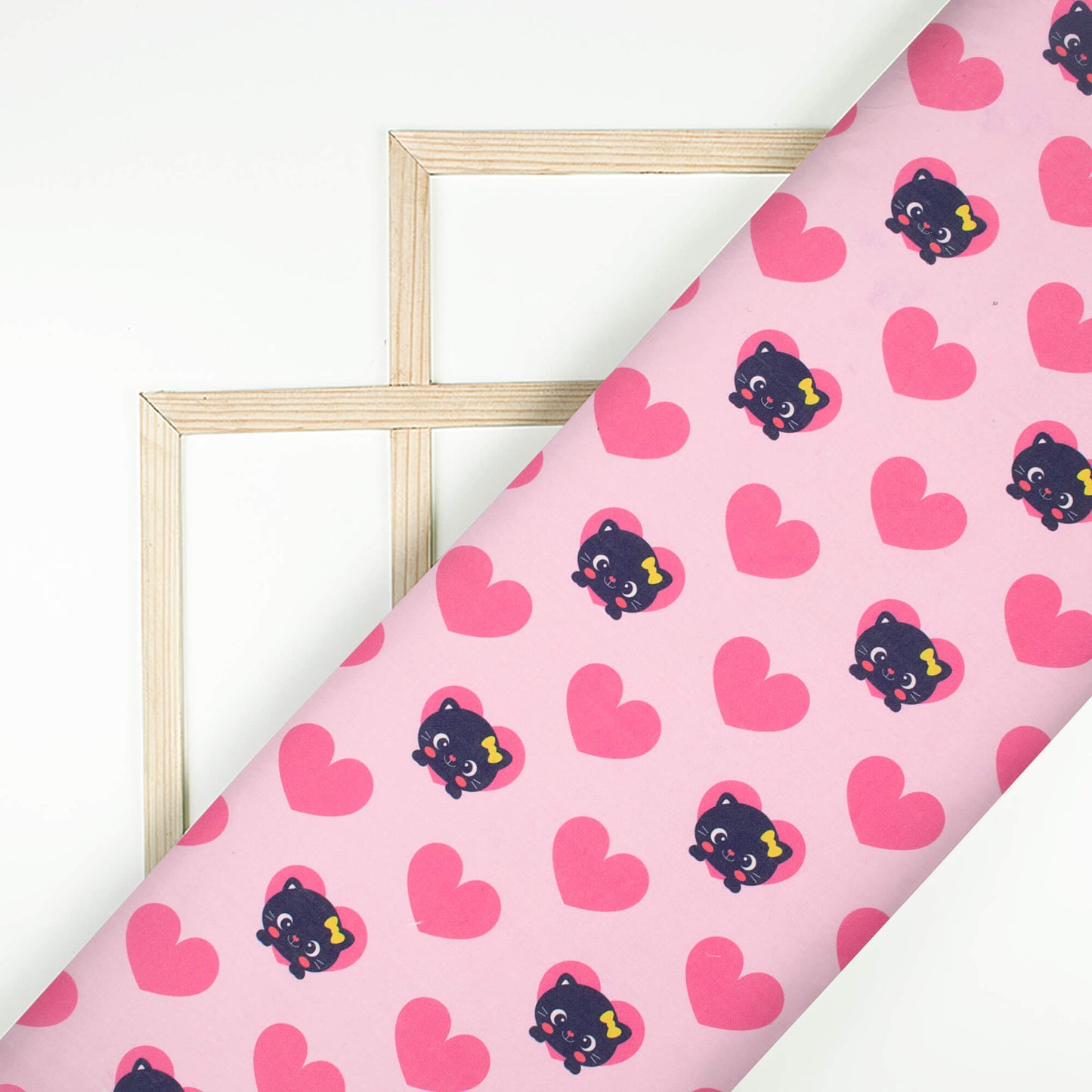 Pink Kitten Printed Poly Cambric Fabric