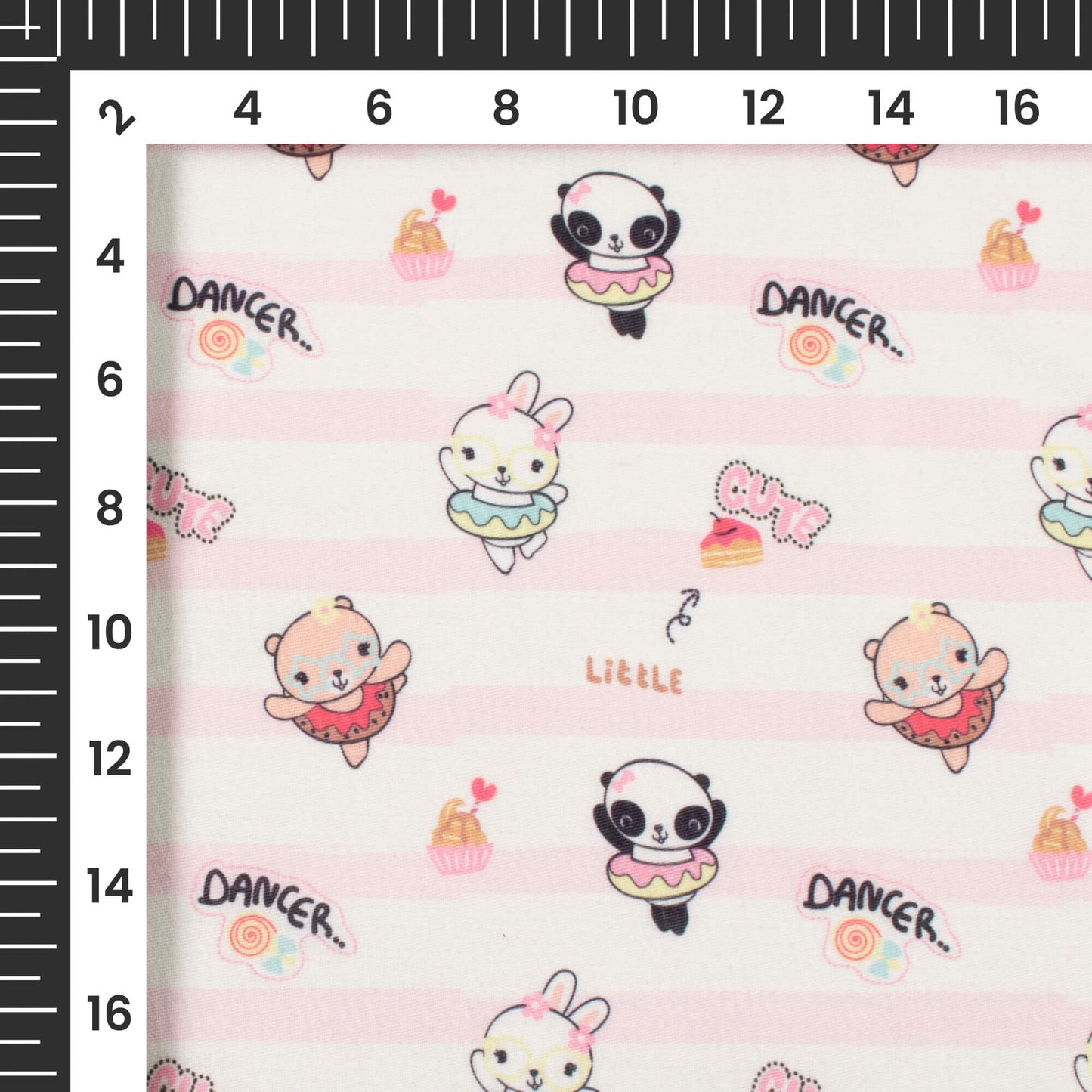 Little Panda Dancer Printed Poly Glazed Cotton Fabric