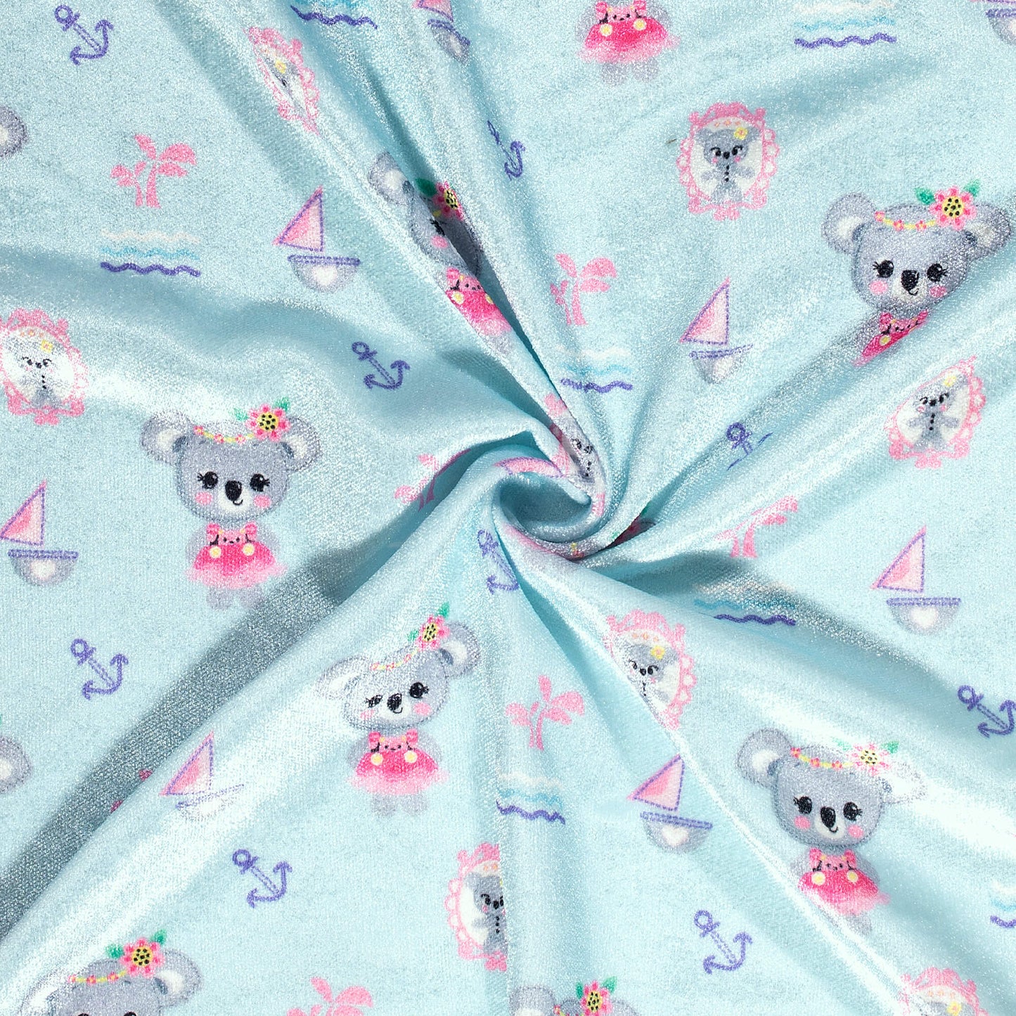 Beautiful Koala Print Premium Velvet Fabric