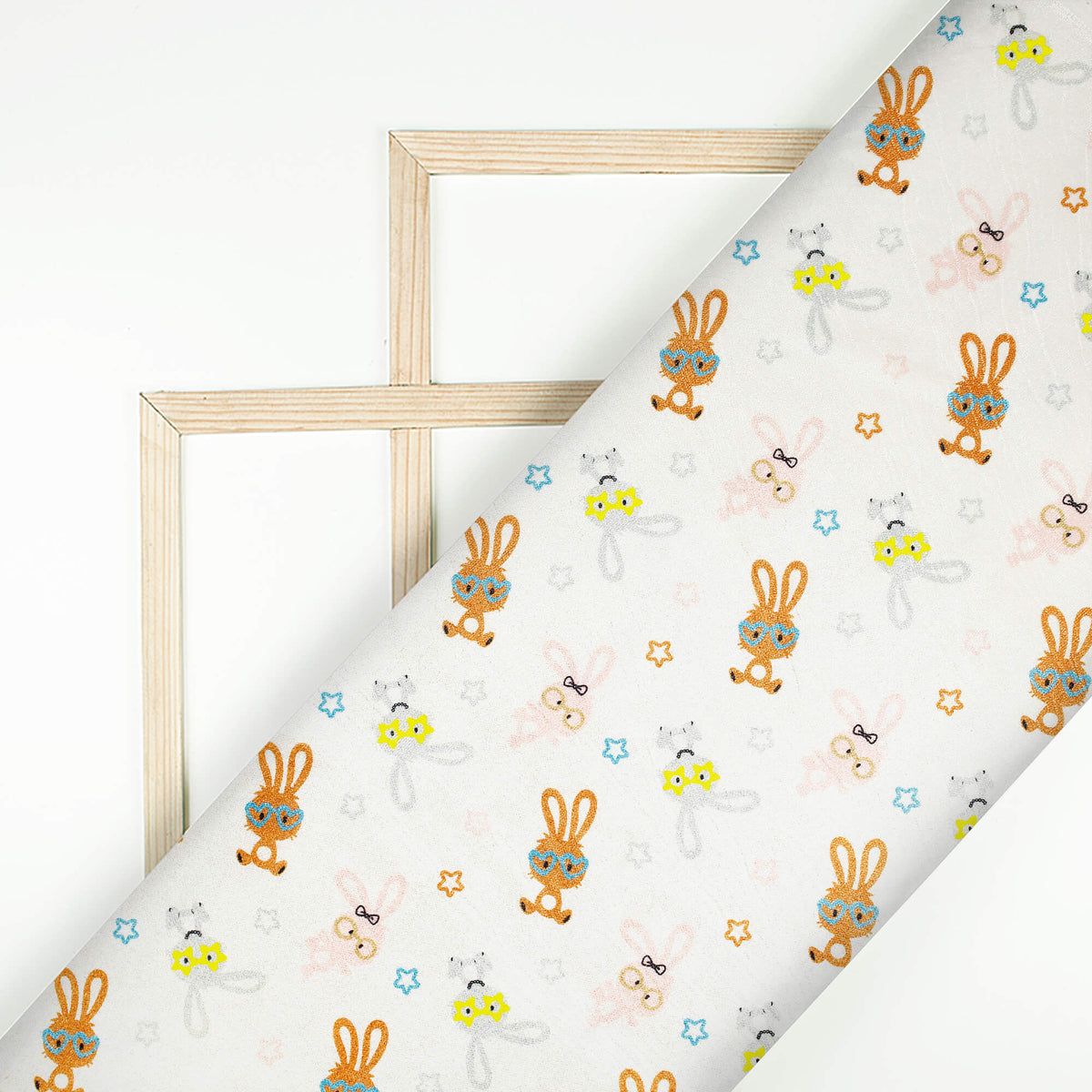 Bunny Rabbit Print Premium Velvet Fabric