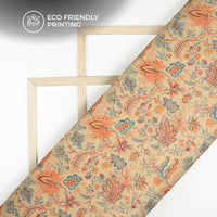 Brown Floral Print Lurex Booti Chiffon Fabric