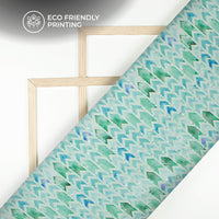 Teal Blue And Green Chevron Print Lurex Booti Chiffon Fabric