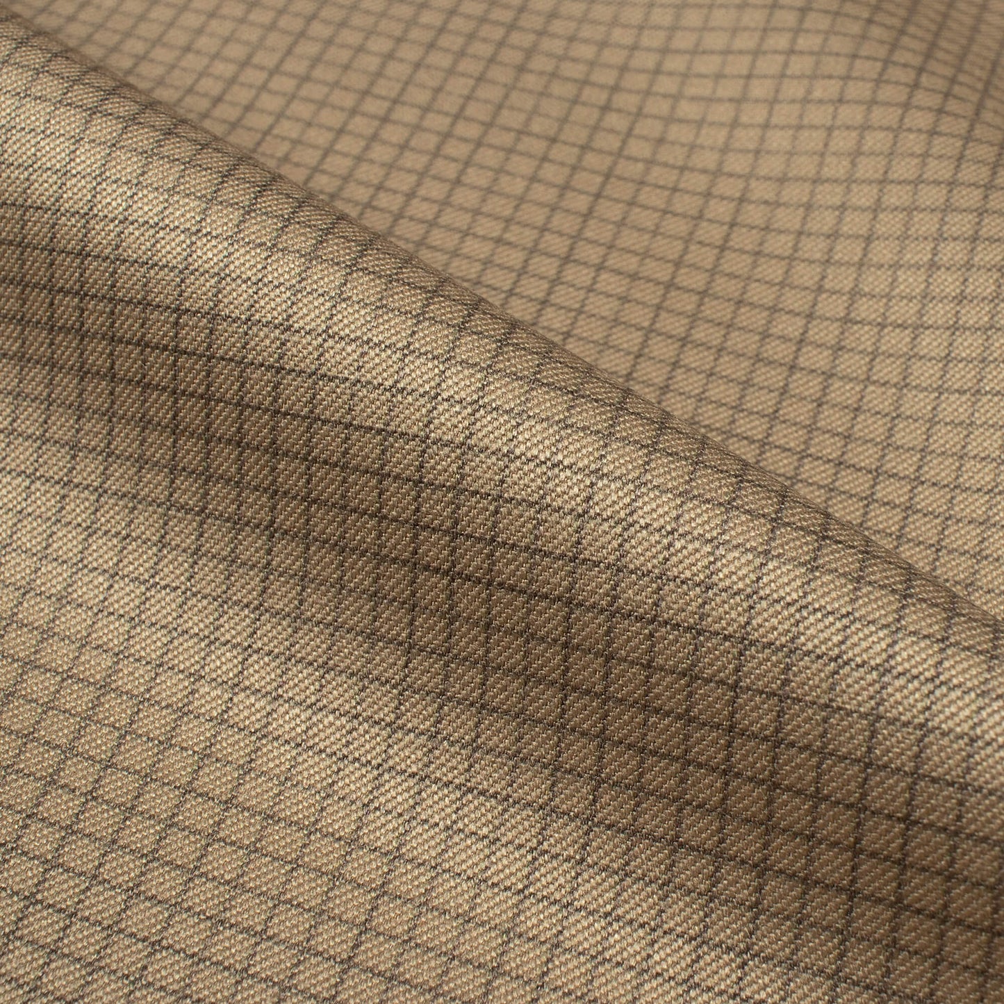 Tan Brown Checks Printed Luxury Suiting Fabric