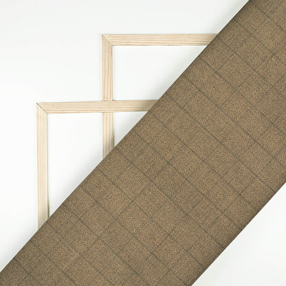 Brown Checks Printed Luxury Suiting Fabric