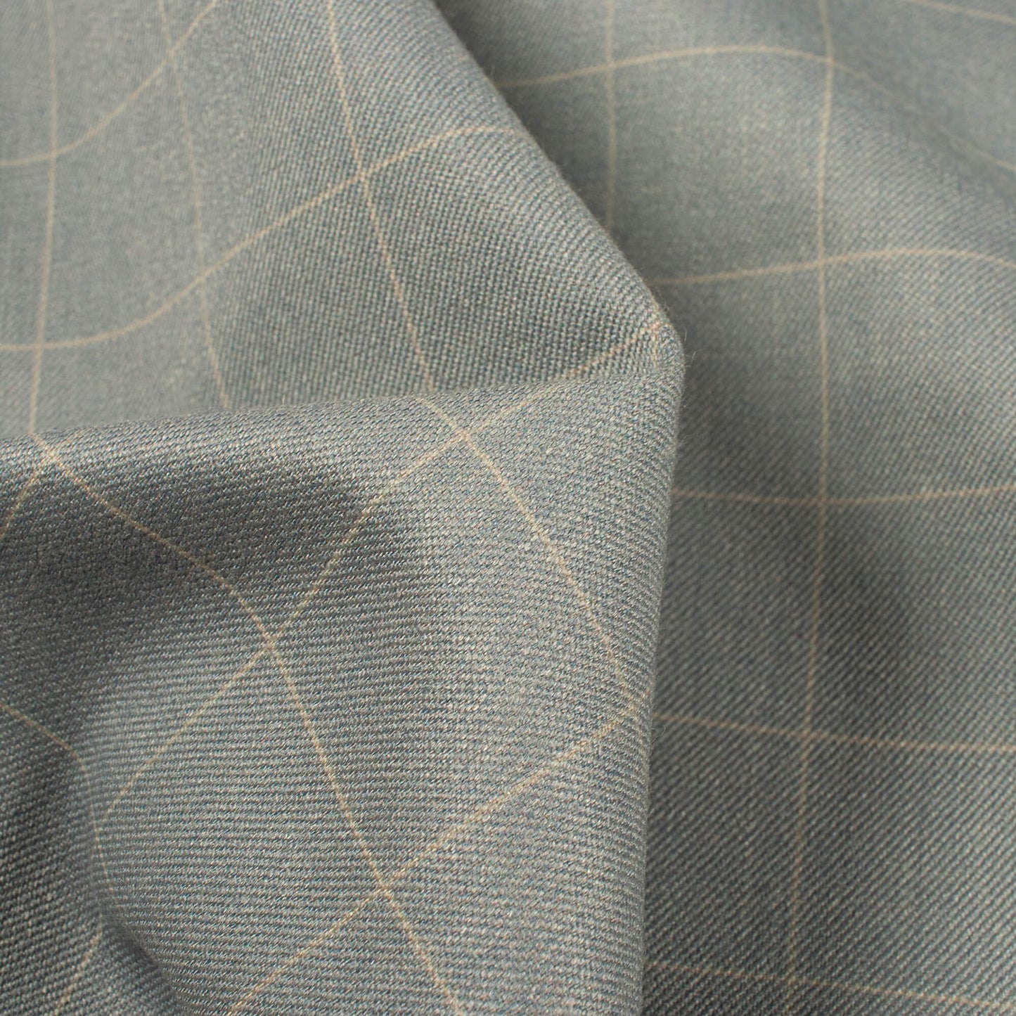 Dusty Blue Checks Printed Luxury Suiting Fabric