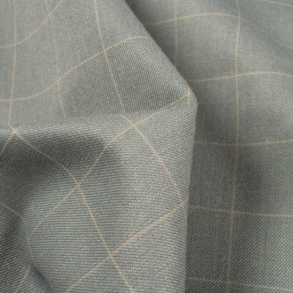 Dusty Blue Checks Printed Luxury Suiting Fabric