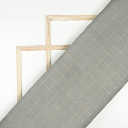 Dusty Blue Checks Printed Luxury Suiting Fabric