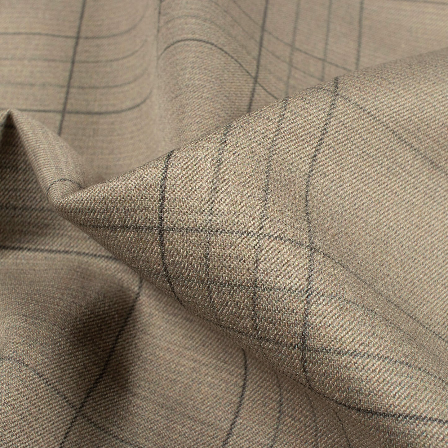 Sand Beige Checks Printed Luxury Suiting Fabric