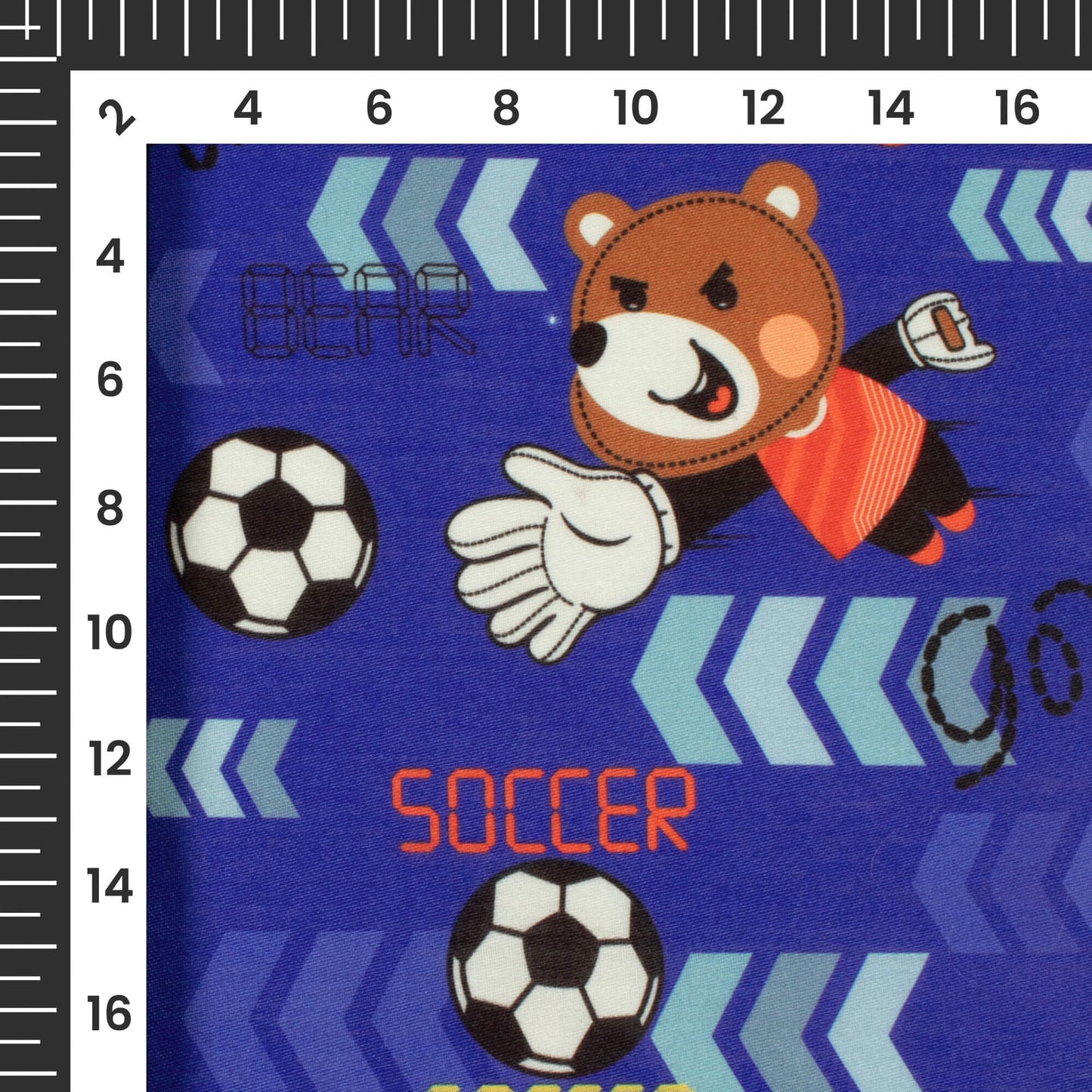 Teddy Bear Soccer Printed Poly Glazed Cotton Fabric