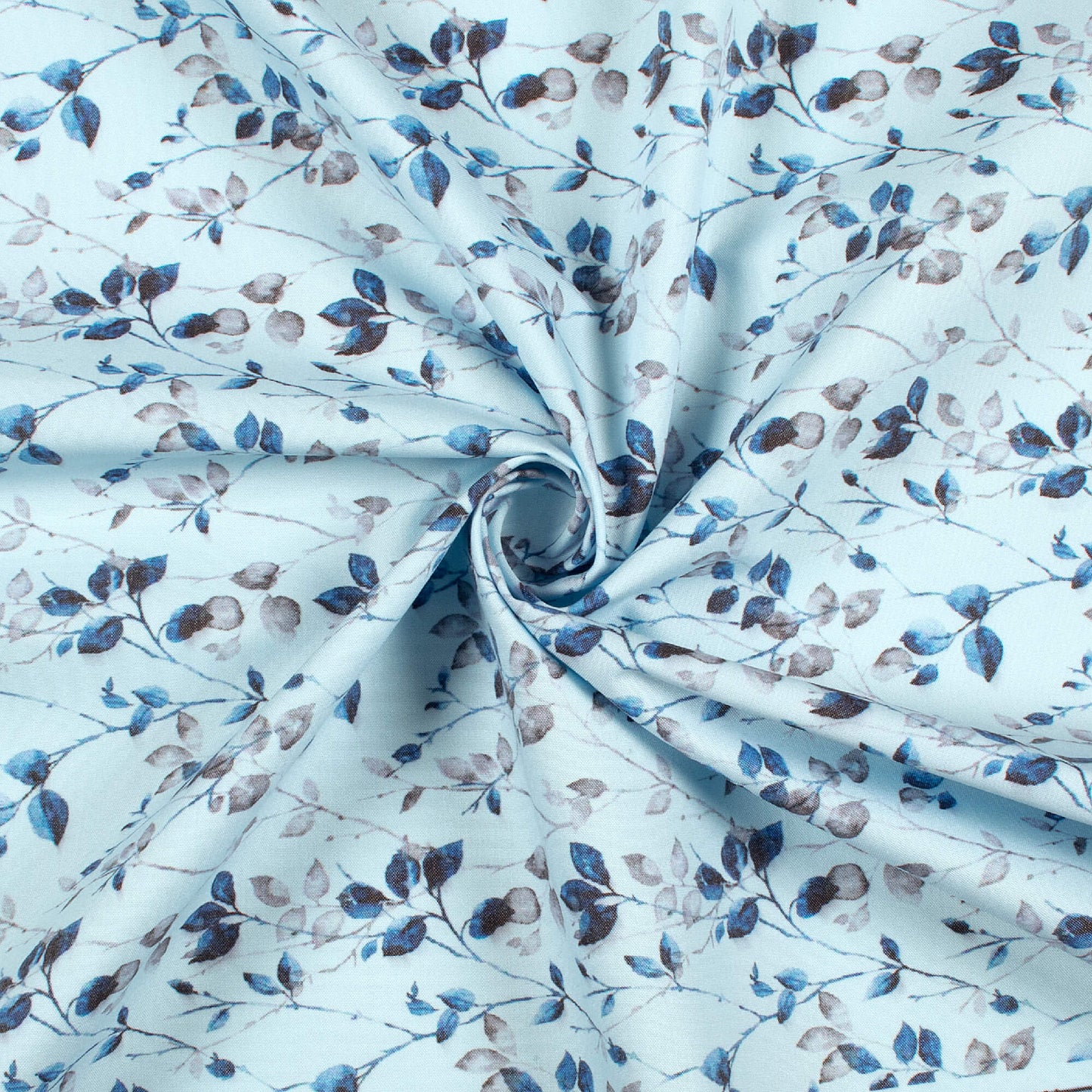 Pastel Blue Leaf Printed Exclusive Shirting Fabric