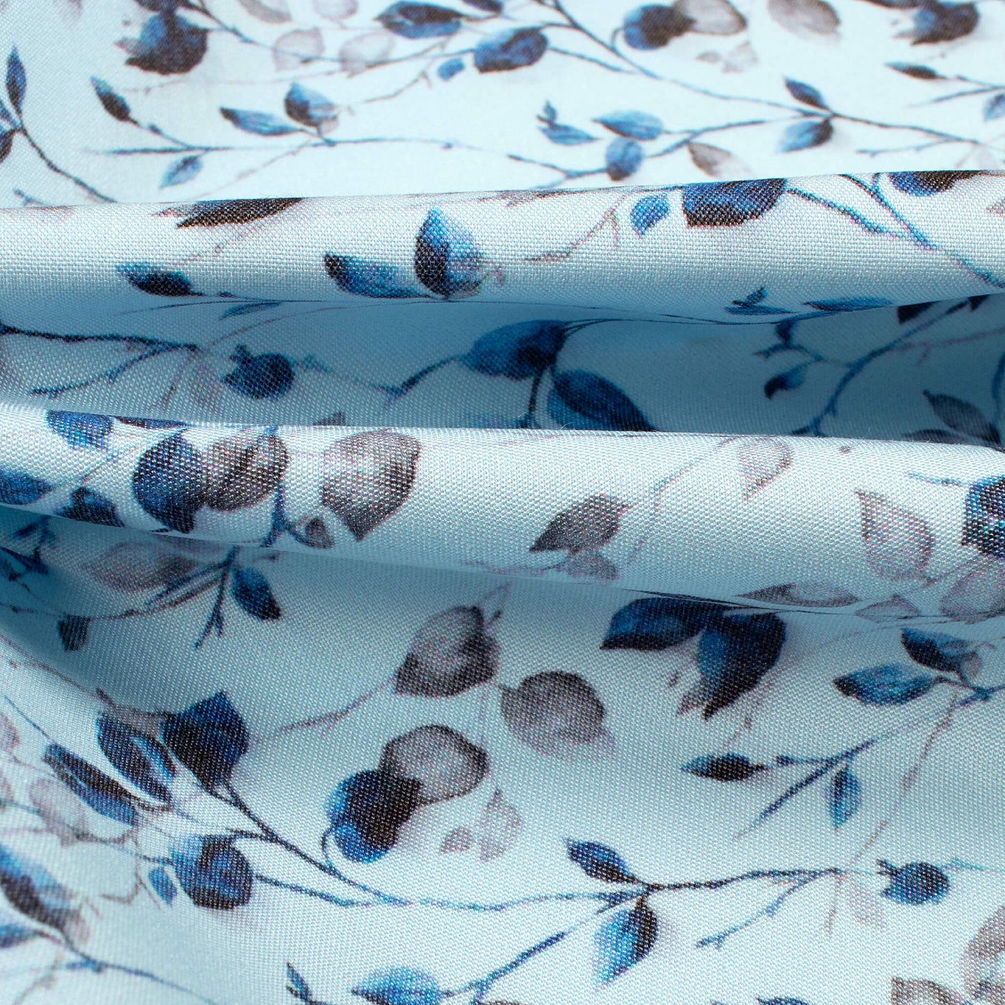 Pastel Blue Leaf Printed Exclusive Shirting Fabric