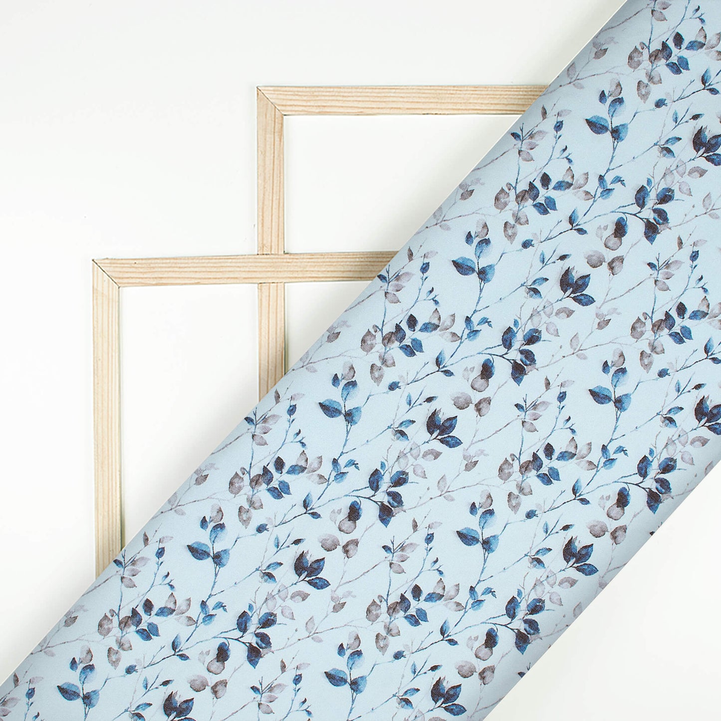 Pastel Blue Leaf Printed Exclusive Shirting Fabric