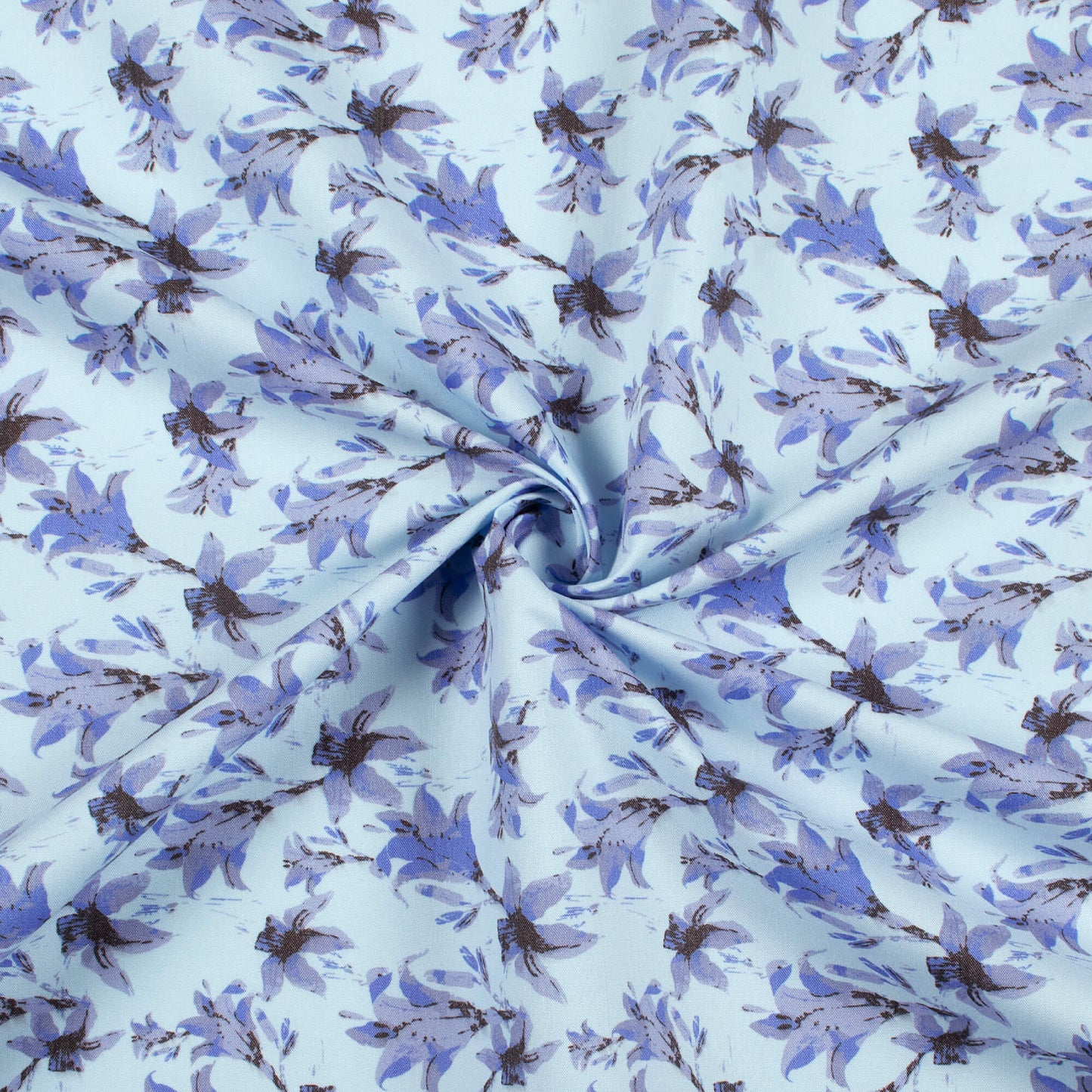 Pastel Blue Floral Printed Exclusive Shirting Fabric