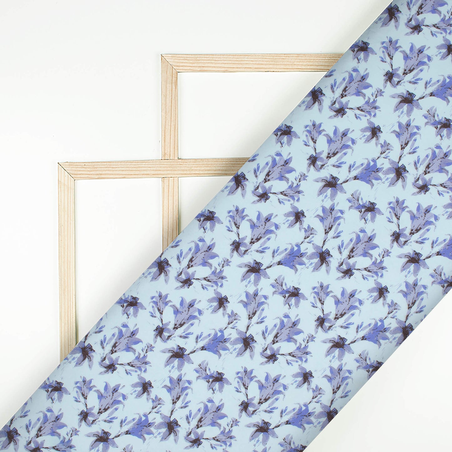 Pastel Blue Floral Printed Exclusive Shirting Fabric