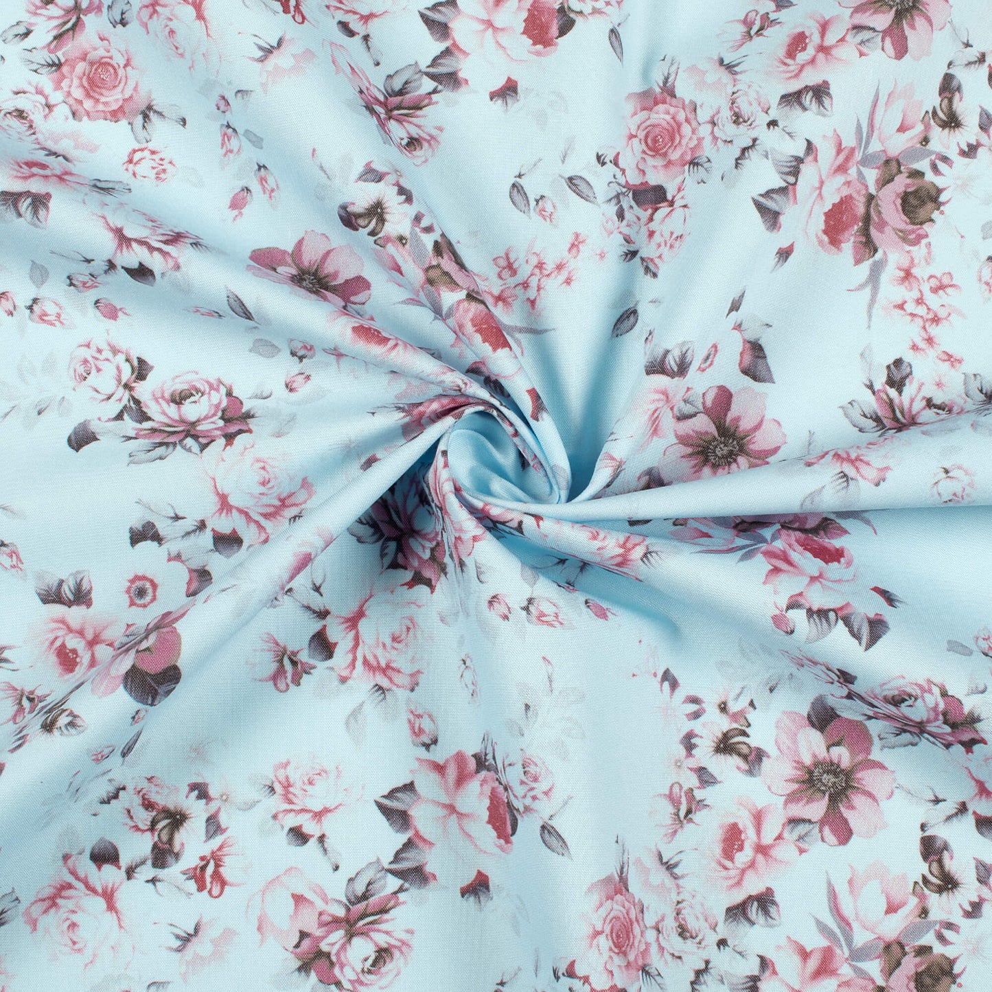 Pastel Blue Floral Printed Exclusive Shirting Fabric