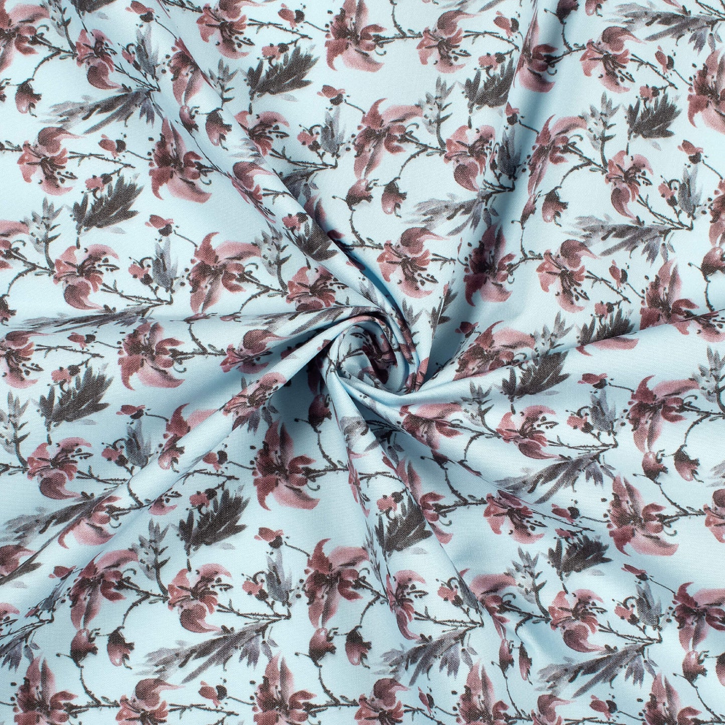 Blue And Dusty Red Floral Printed Exclusive Shirting Fabric