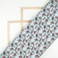 Blue And Dusty Red Floral Printed Exclusive Shirting Fabric