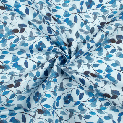 Blue Leaf Printed Exclusive Shirting Fabric