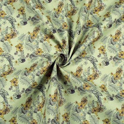 Laurel Green Floral Printed Exclusive Shirting Fabric