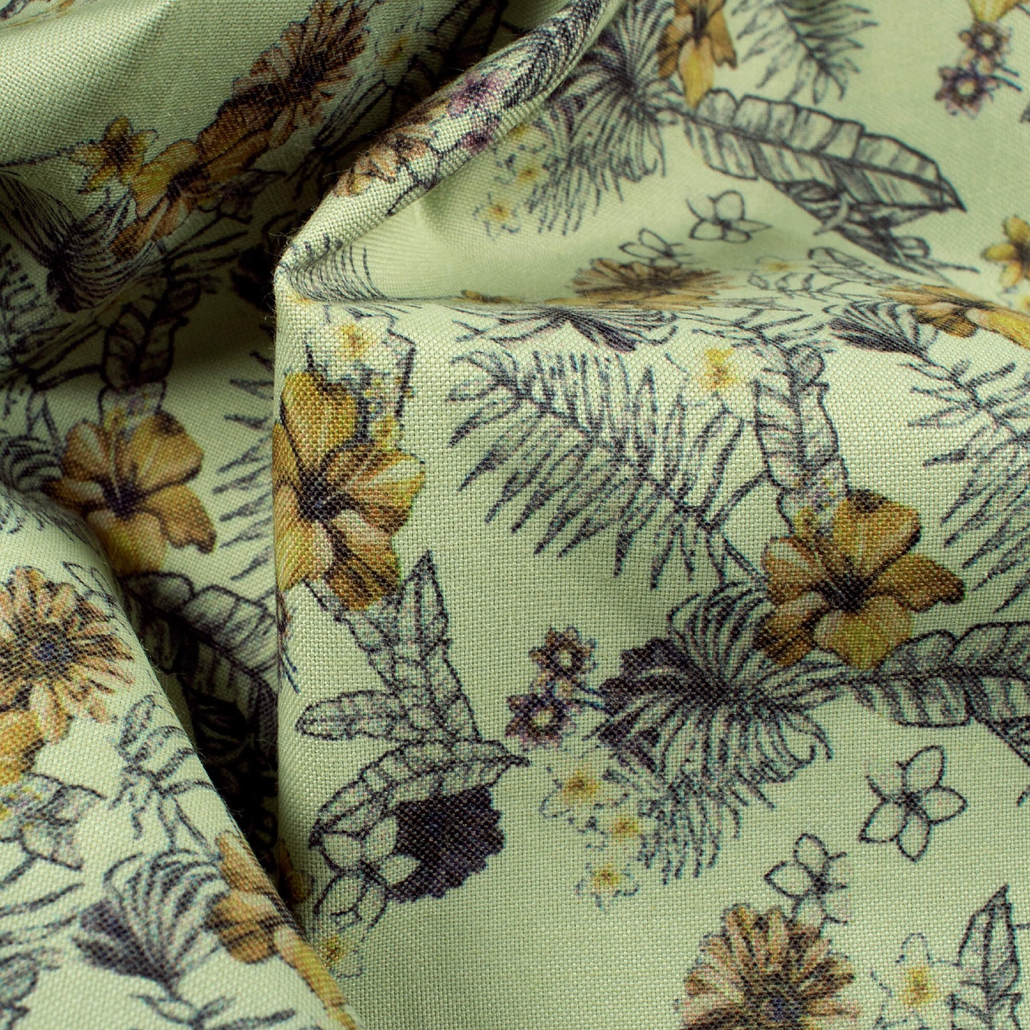 Laurel Green Floral Printed Exclusive Shirting Fabric