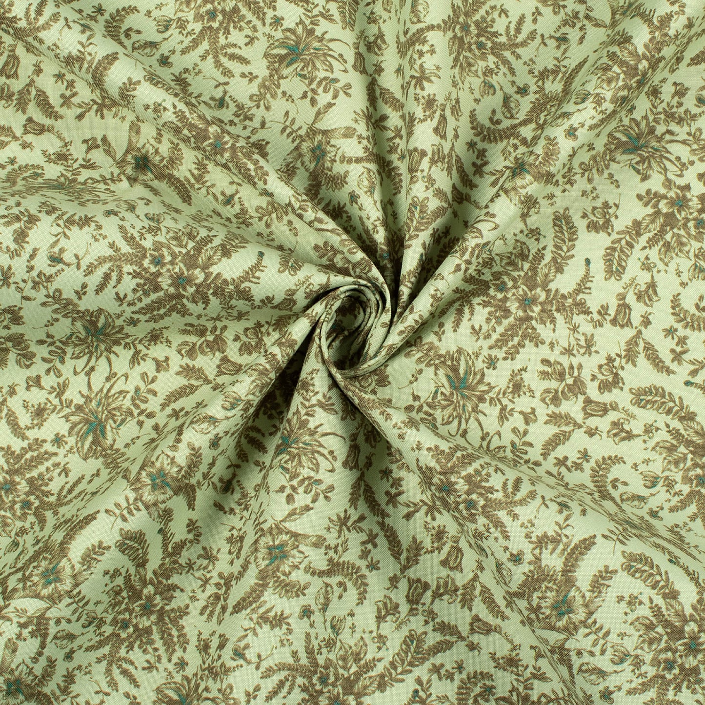 Laurel Green And Brown Floral Printed Exclusive Shirting Fabric