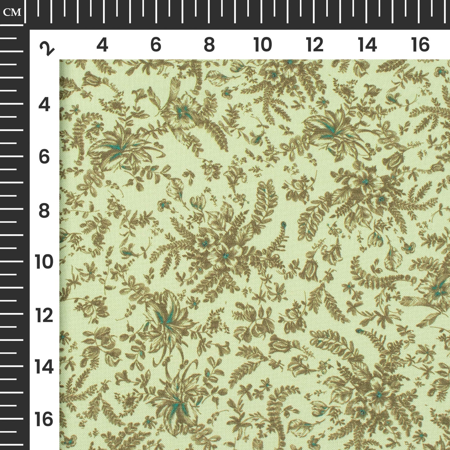 Laurel Green And Brown Floral Printed Exclusive Shirting Fabric