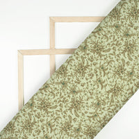 Laurel Green And Brown Floral Printed Exclusive Shirting Fabric