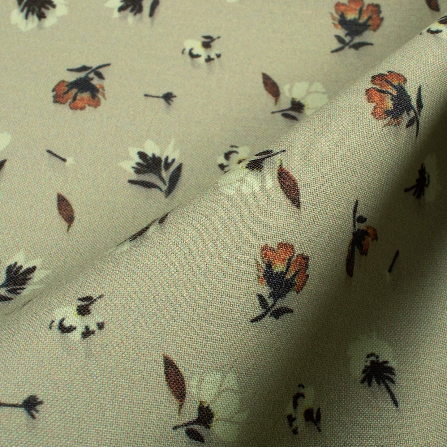 Ash Grey Floral Printed Exclusive Shirting Fabric