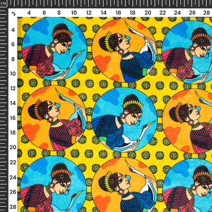 Yellow Madhuvanii Digital Print Premium Velvet Fabric