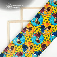 Yellow Madhuvanii Digital Print Premium Velvet Fabric