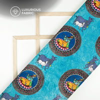 Sky Blue Madhuvanii Digital Print Premium Velvet Fabric
