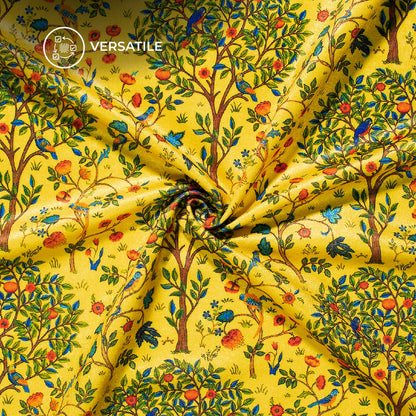 Fleaxen Yellow Madhuvanii Digital Print Premium Velvet Fabric