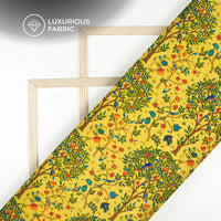 Fleaxen Yellow Madhuvanii Digital Print Premium Velvet Fabric